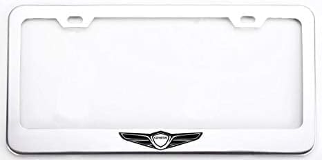 PYCAVREEOM chrome Genesis license plate frame front view with durable, secure protection