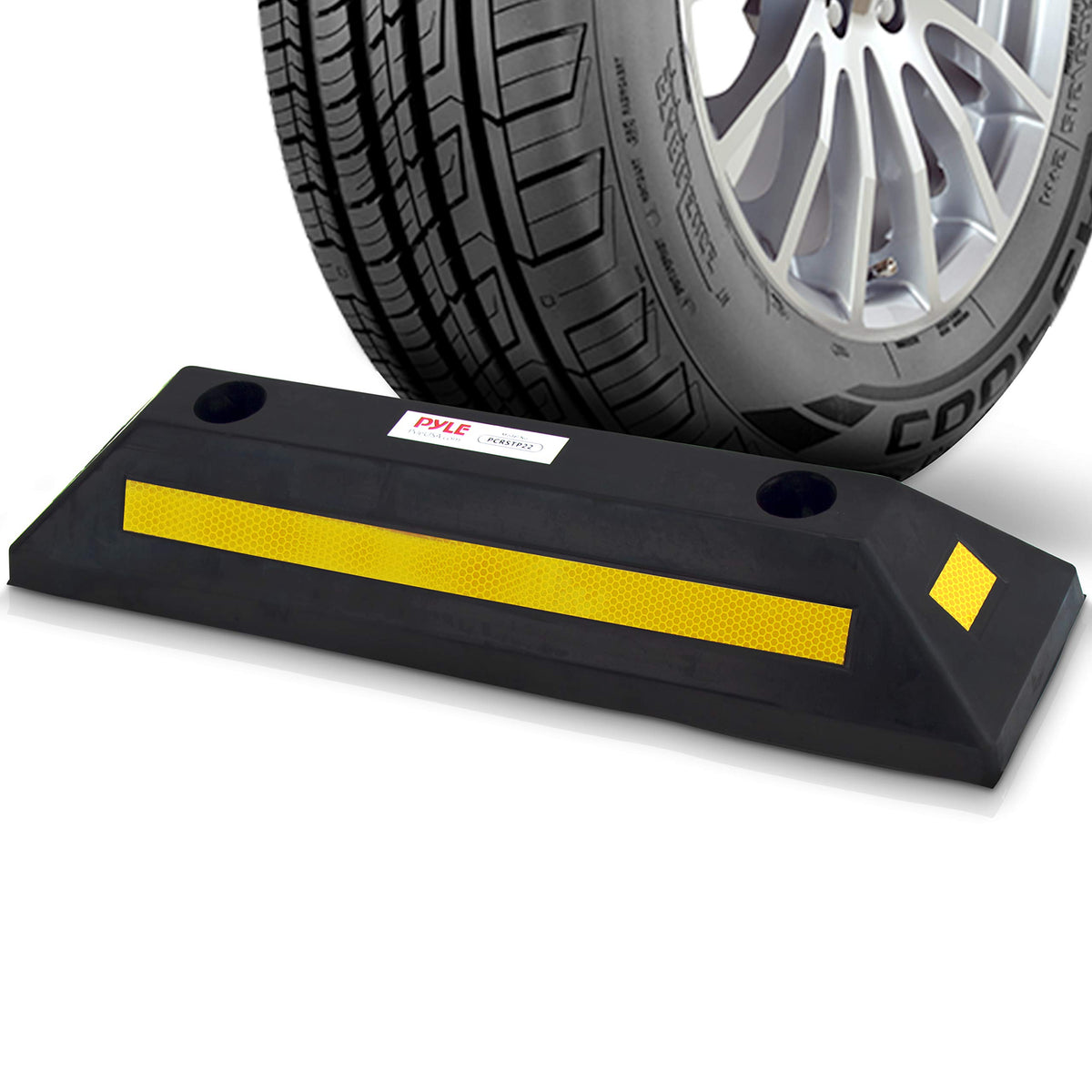 Pyle PCRSTP11 curb garage stopper angle view guides parking accurately.