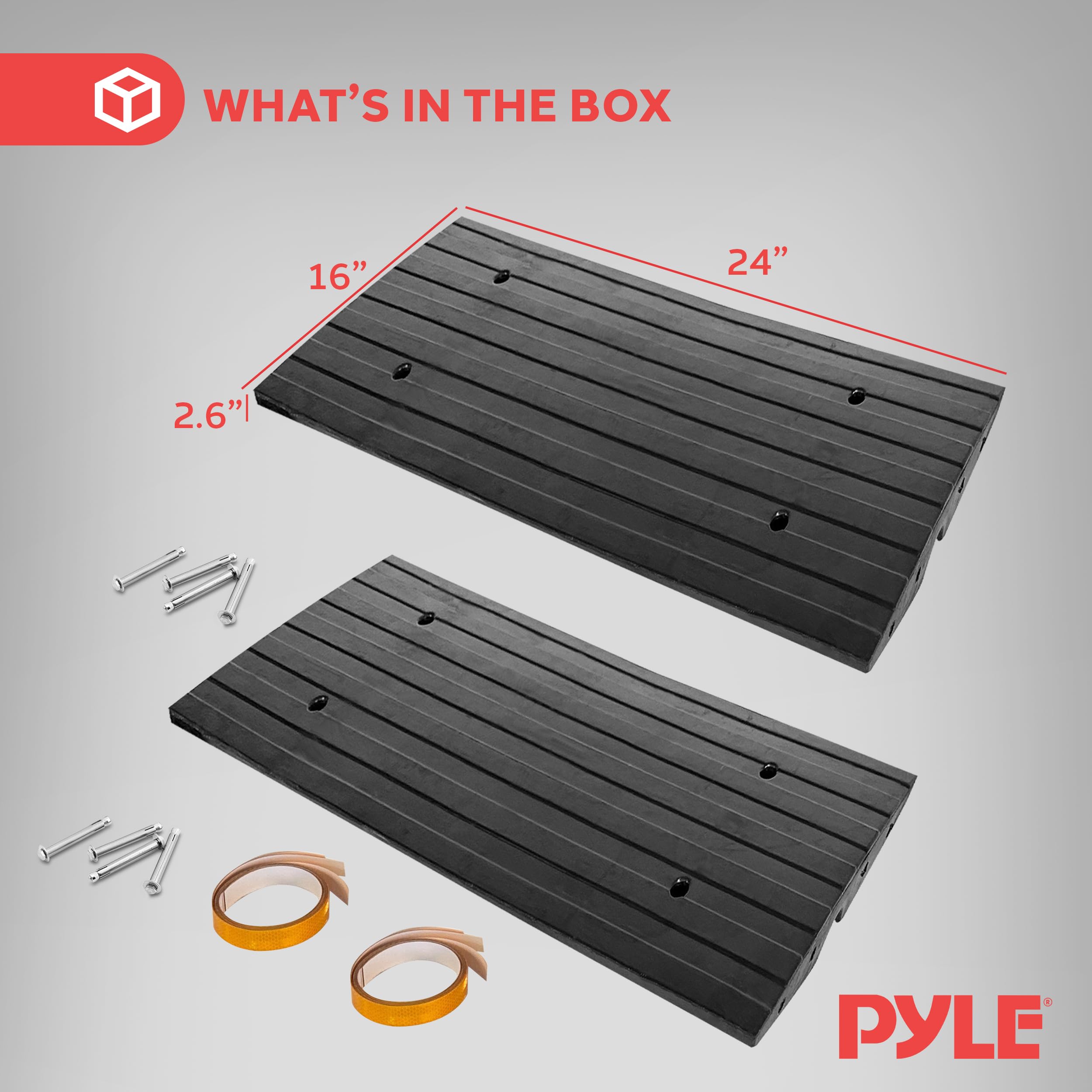 Pyle two-ramp pack reduces gaps for garages and driveways.