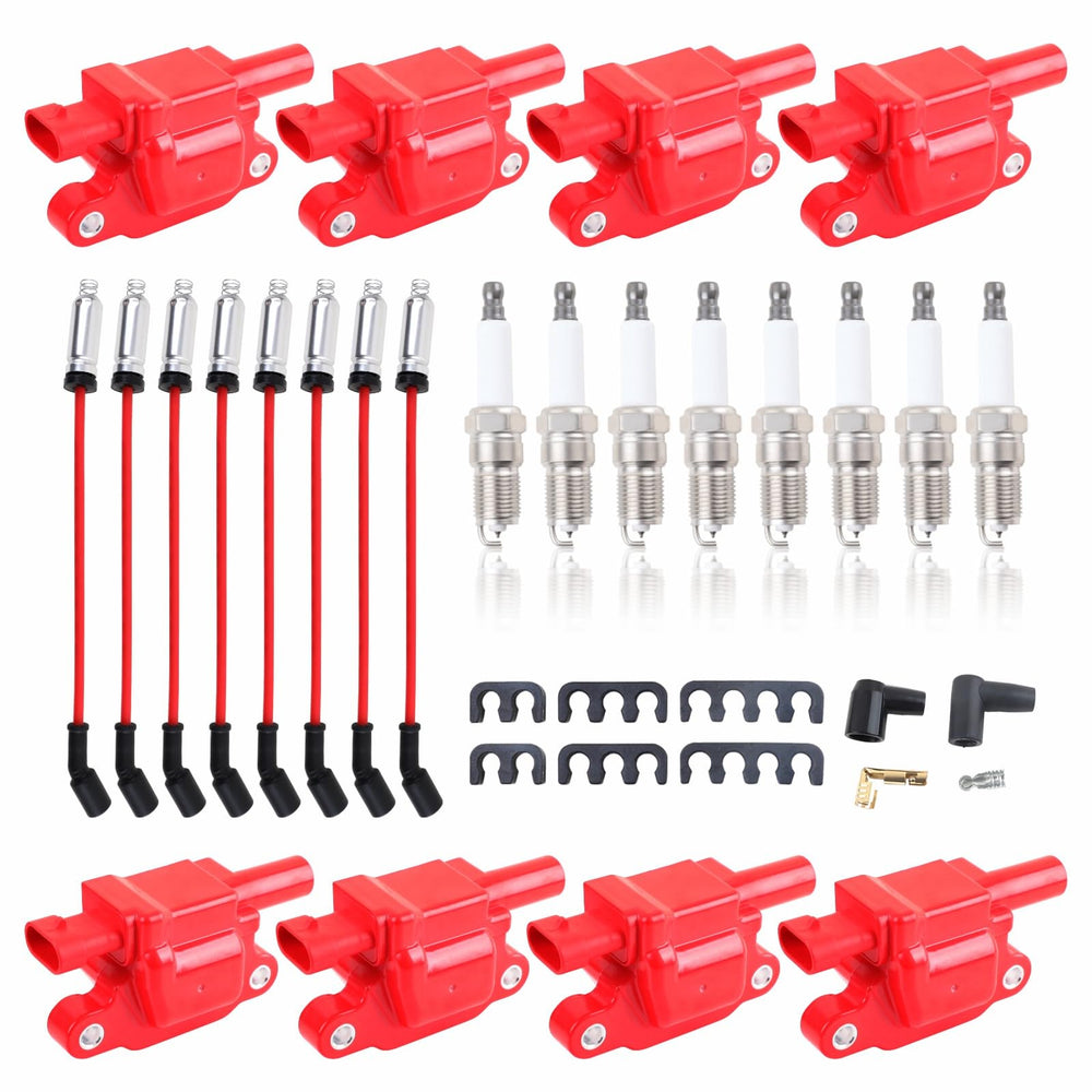 Pynccid UF413 square coil pack red front view showing fit for 5.3L V8 GM trucks