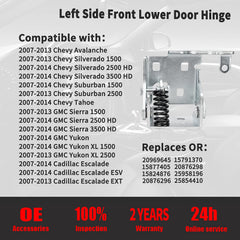 Qagea front lower door hinge left driver side for Chevy Silverado 1500 enhances door movement and durability.