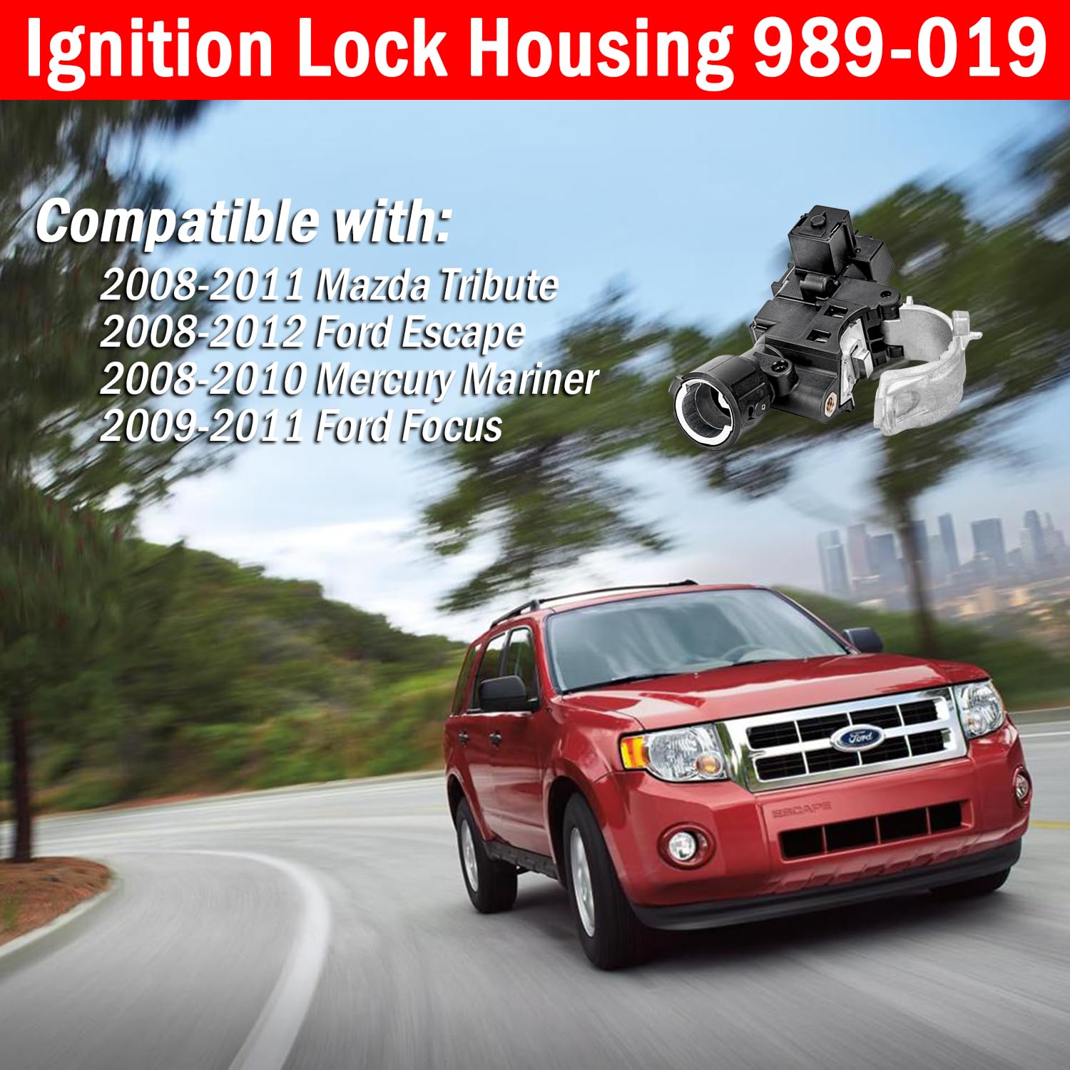Qagea ignition lock housing compatibility for Ford Escape showing precise fit and quick replacement.