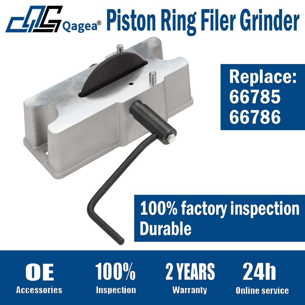 Qagea piston ring filer showing the positioning pin for precise alignment