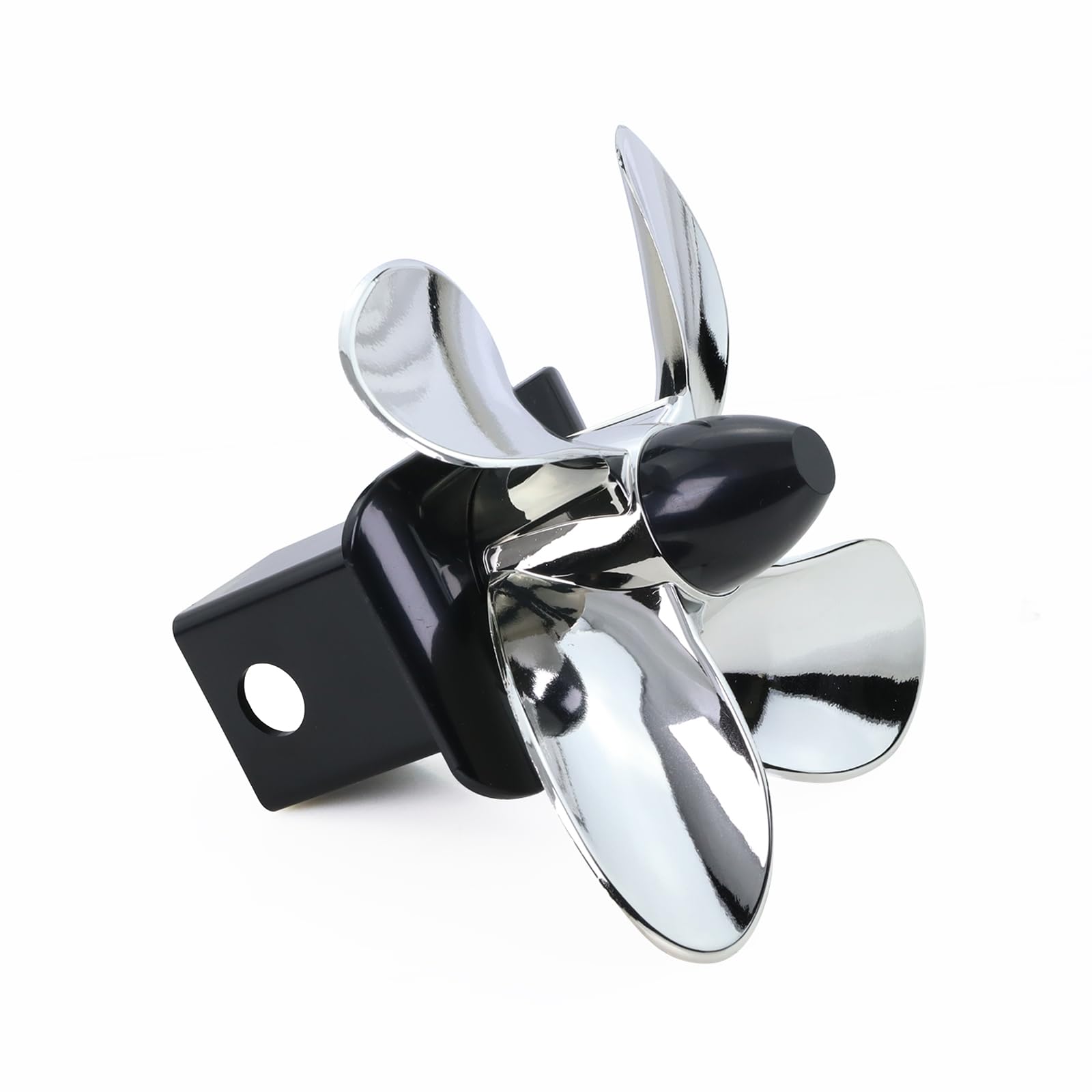 Qagea tow hitch cover with a spinning propeller protecting the receiver from debris