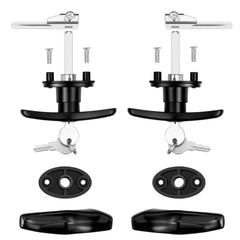 QANVEE truck cap T-handle lock set side view with complete hardware.
