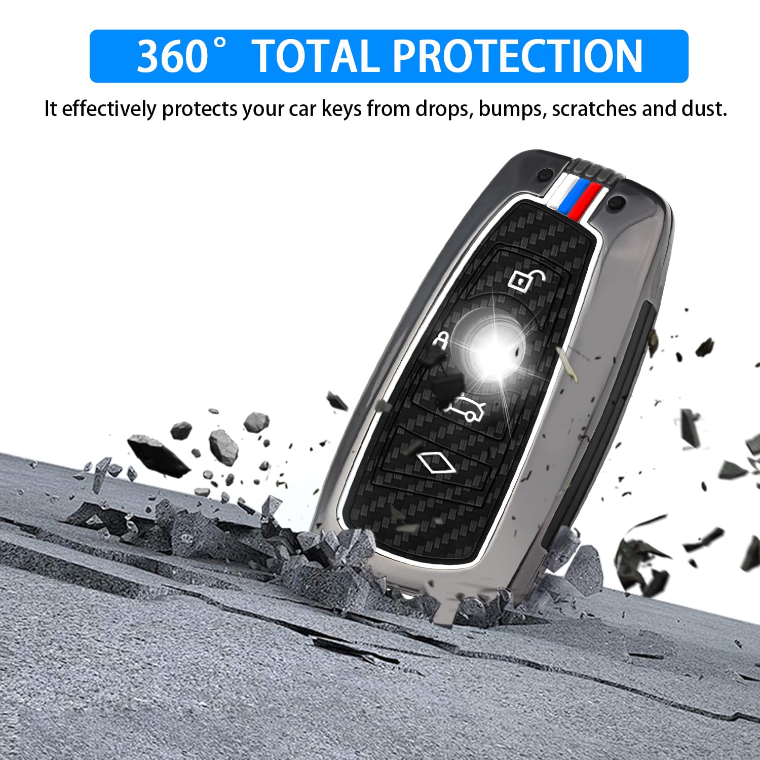QBUC zinc alloy metal shell adds durable, premium look to your key fob