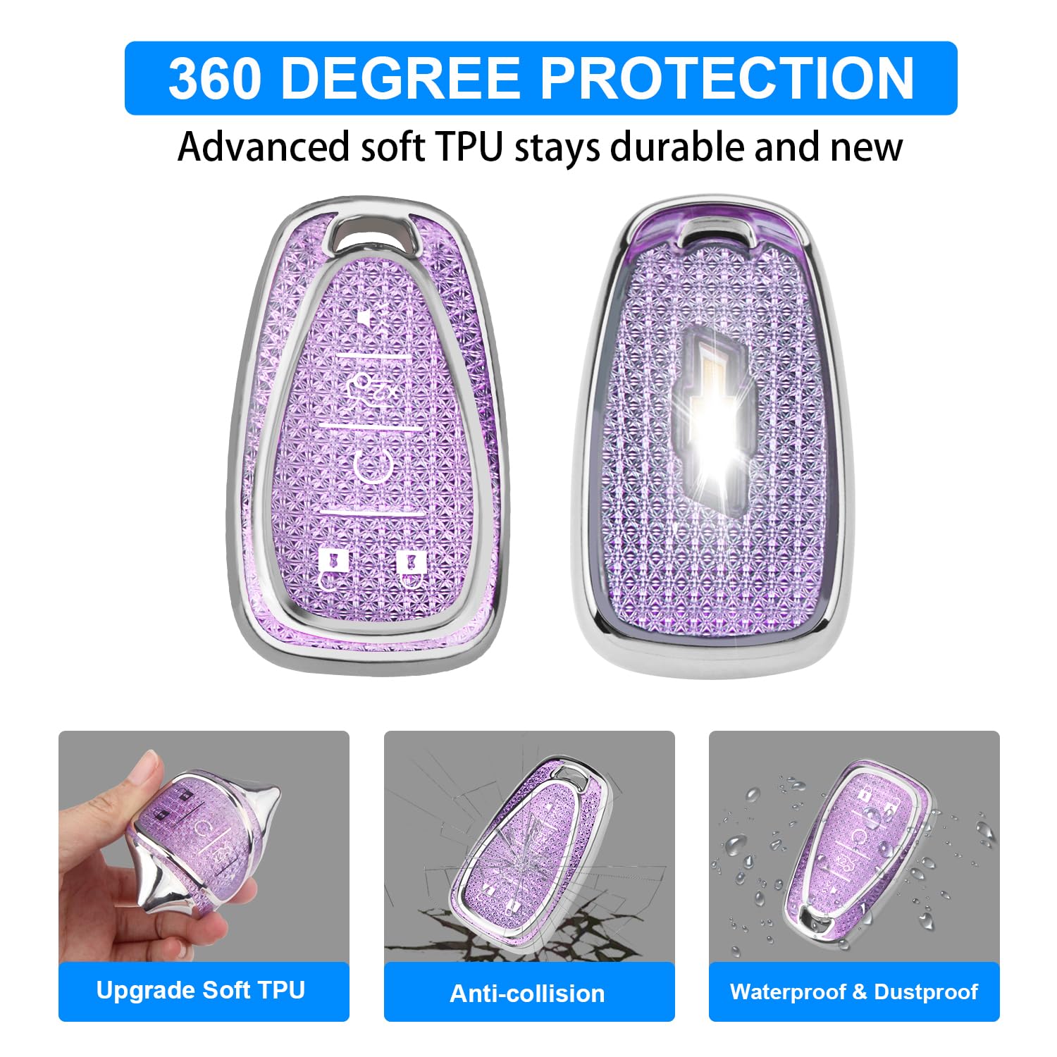 QBUC Chevy key case with anti-slip waterproof TPU for durability