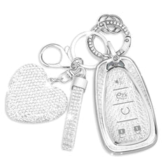 QBUC Chevy key fob cover with diamond keychain for stylish protection