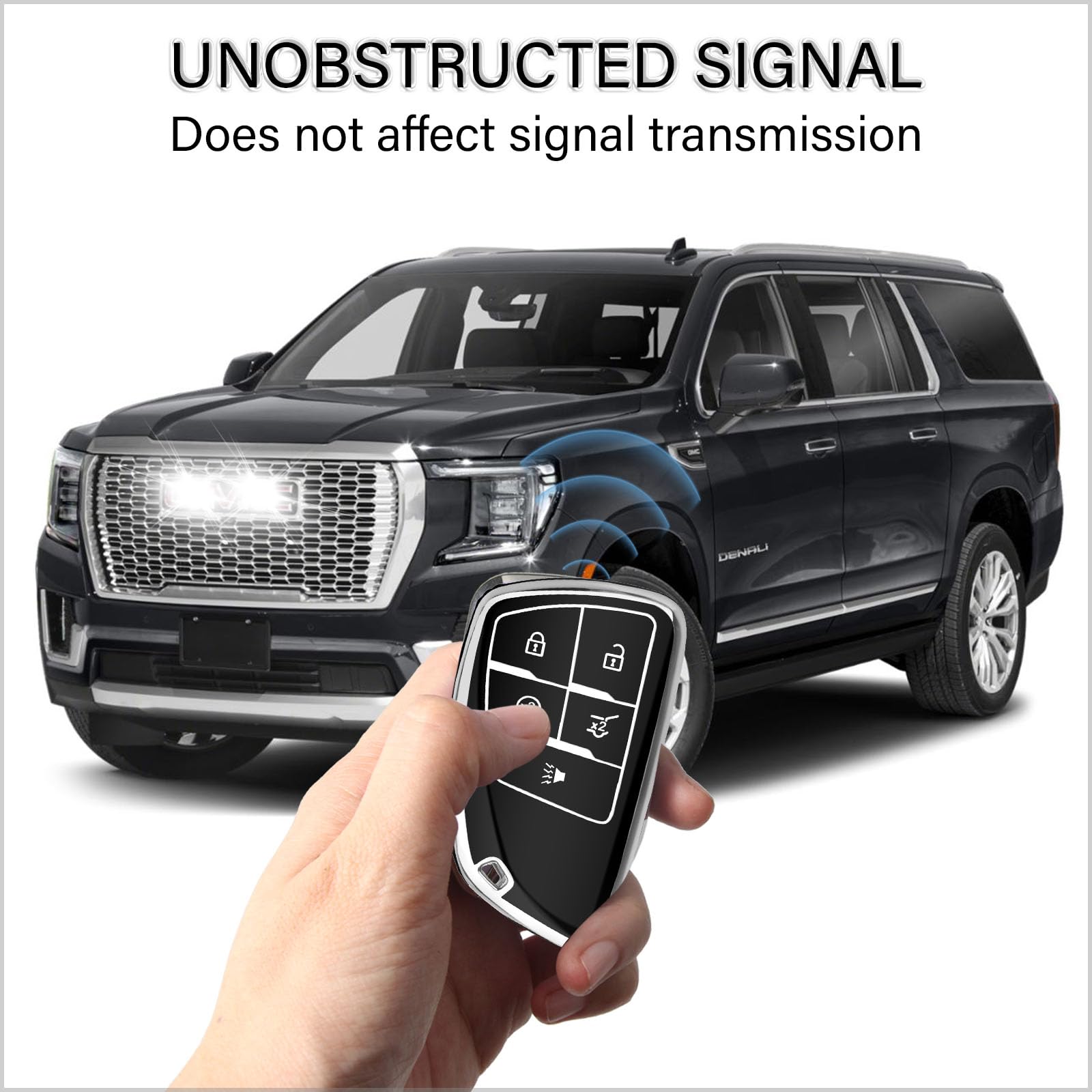 QBUC chrome trim detail enhances style while protecting the fob.