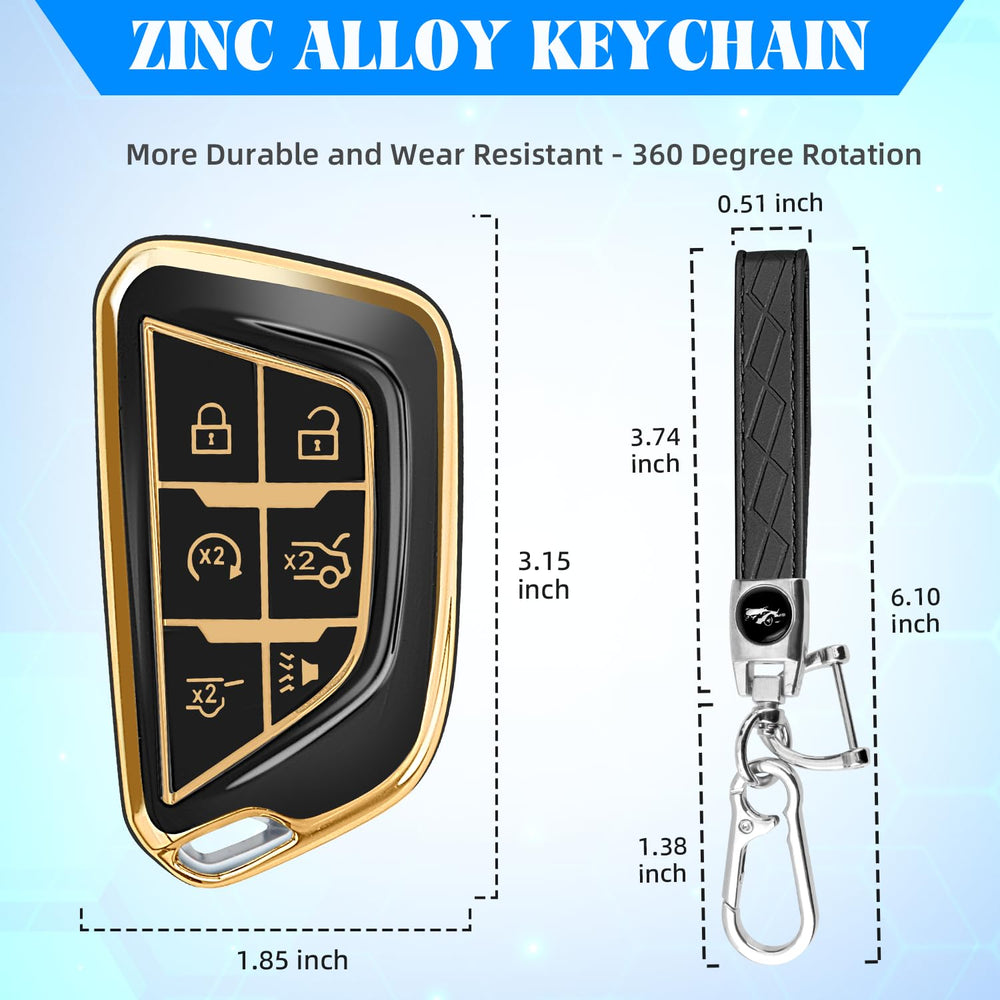 QBUC chrome zinc alloy keychain with leather for secure attachment.