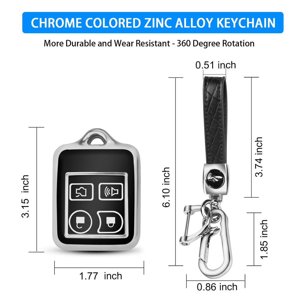 QBUC Ford key fob cover with gold and silver edge for stylish protection.