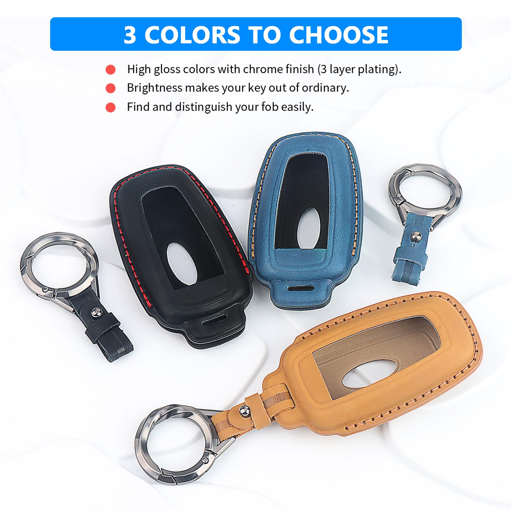 QBUC durable leather cover on Ford key resists dust