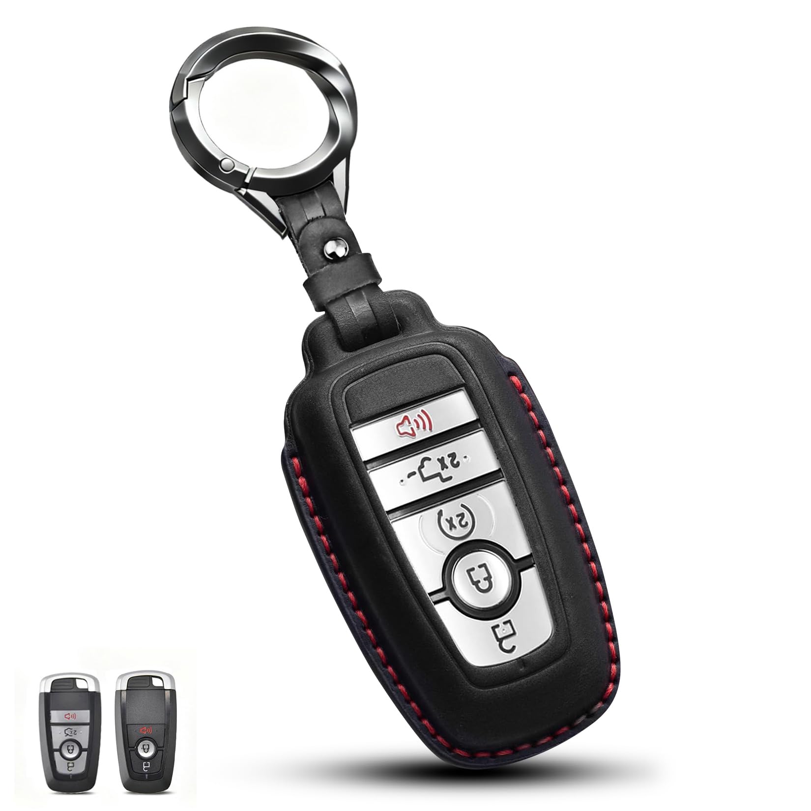 QBUC Ford key fob leather cover front view protects keys