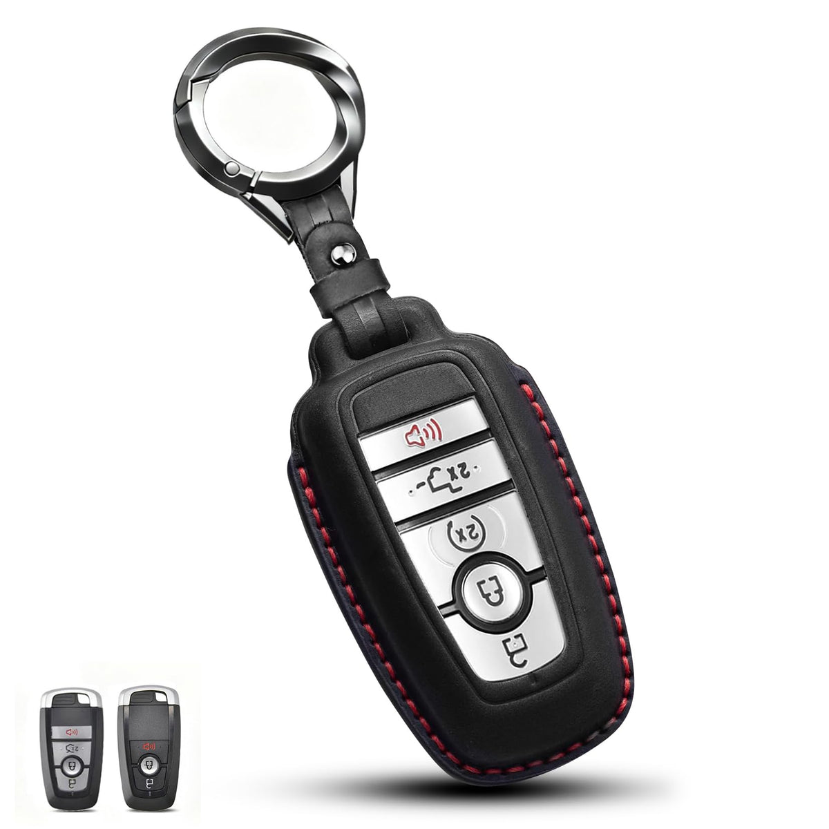 QBUC Ford key fob leather cover front view protects keys