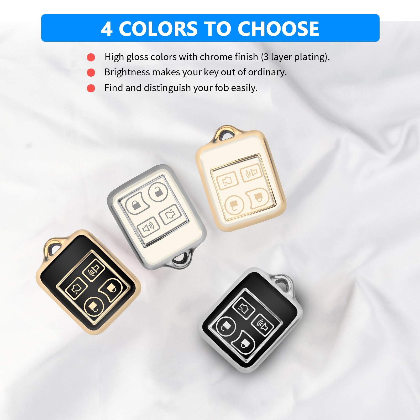 QBUC Ford key fob cover packaging includes case and screwdriver for quick setup.