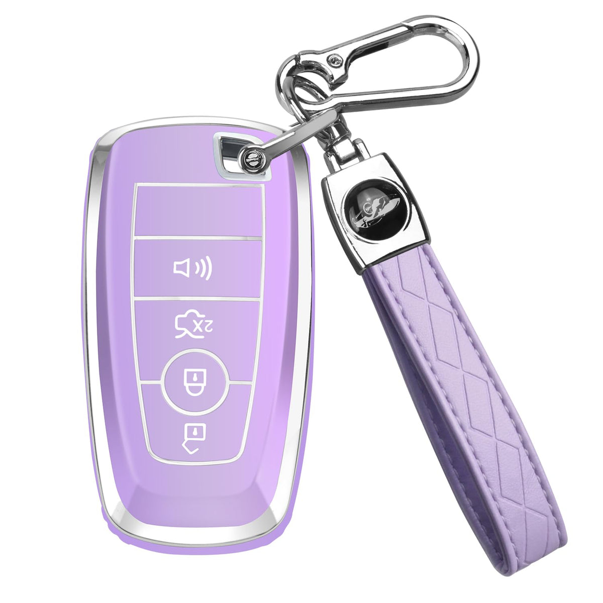 QBUC Ford key fob purple 4-button cover with stylish protection.