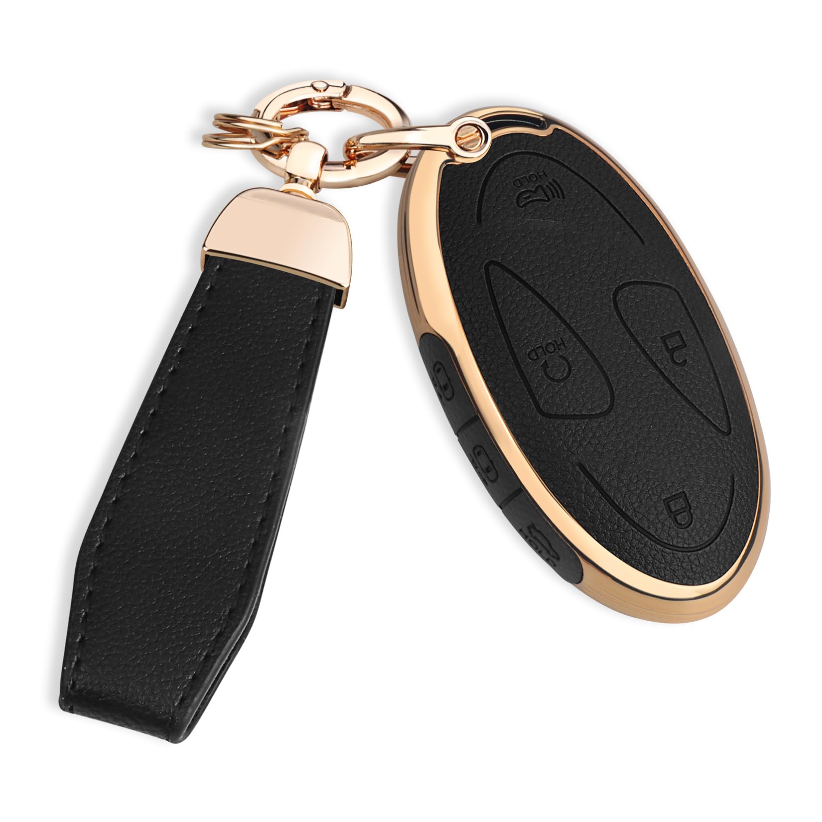 QBUC Hyundai key fob cover with upper leather for premium grip and protection