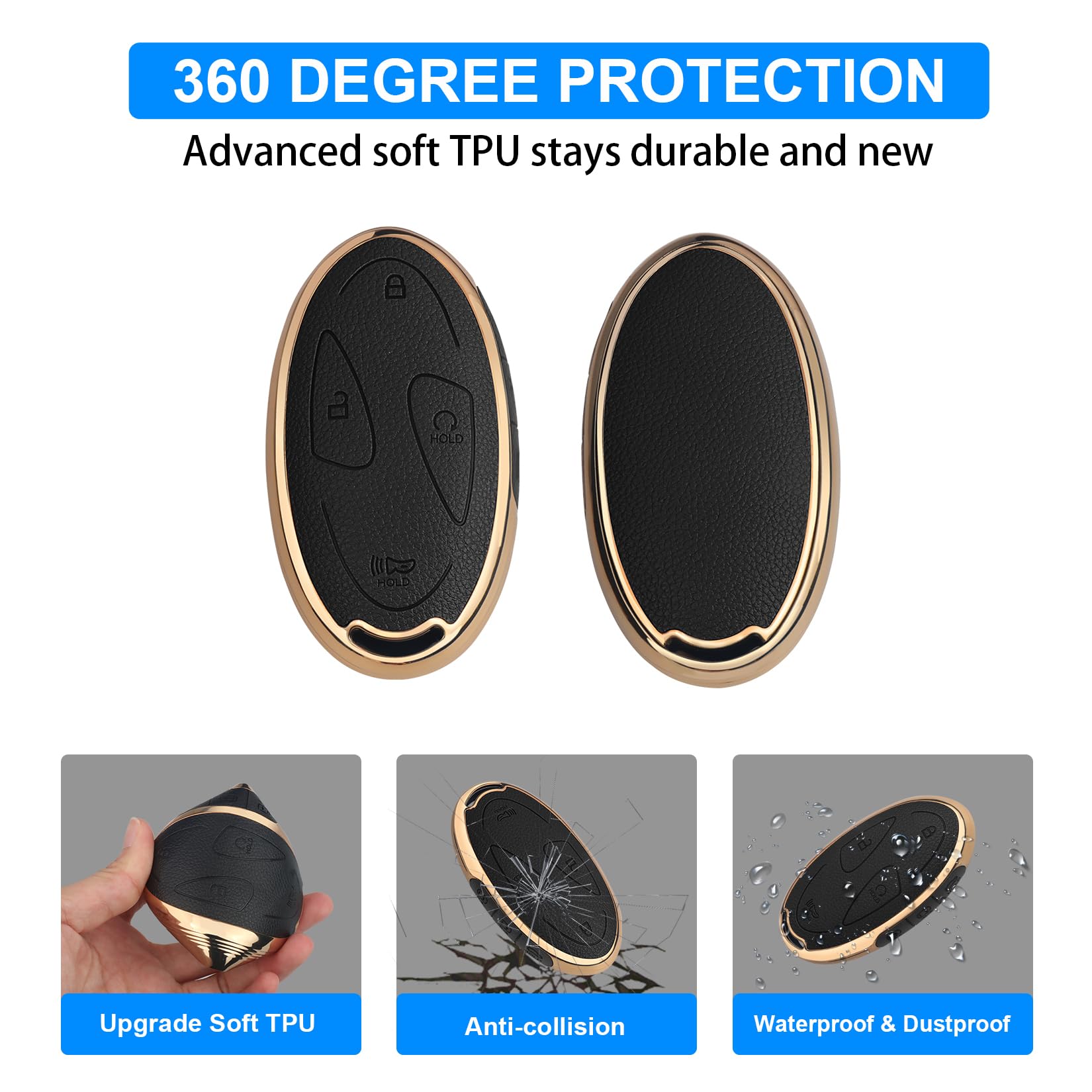 QBUC Hyundai key fob cover resists sweat and water for durable use