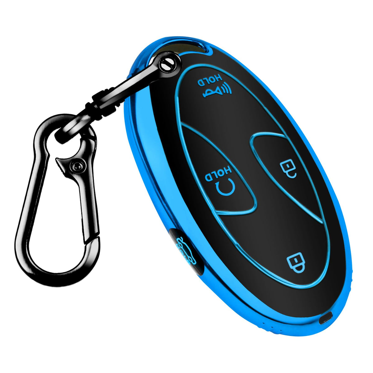 QBUC Hyundai Kona blue key fob cover with 5 buttons for full protection