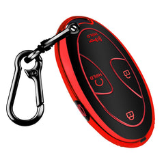 QBUC Hyundai Kona key fob cover in red with 5 buttons protects against scratches.