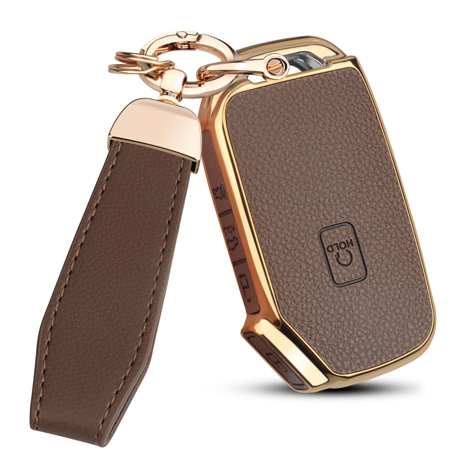 QBUC Kia K5 key fob cover upper leather protects against wear