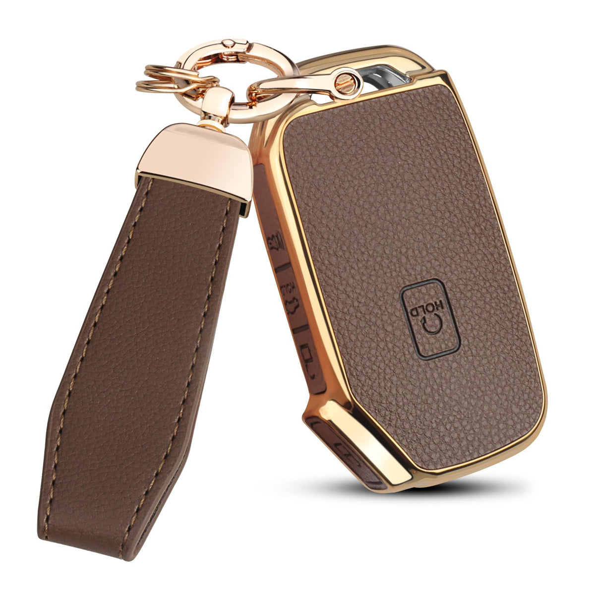 QBUC Kia K5 key fob cover upper leather protects against wear