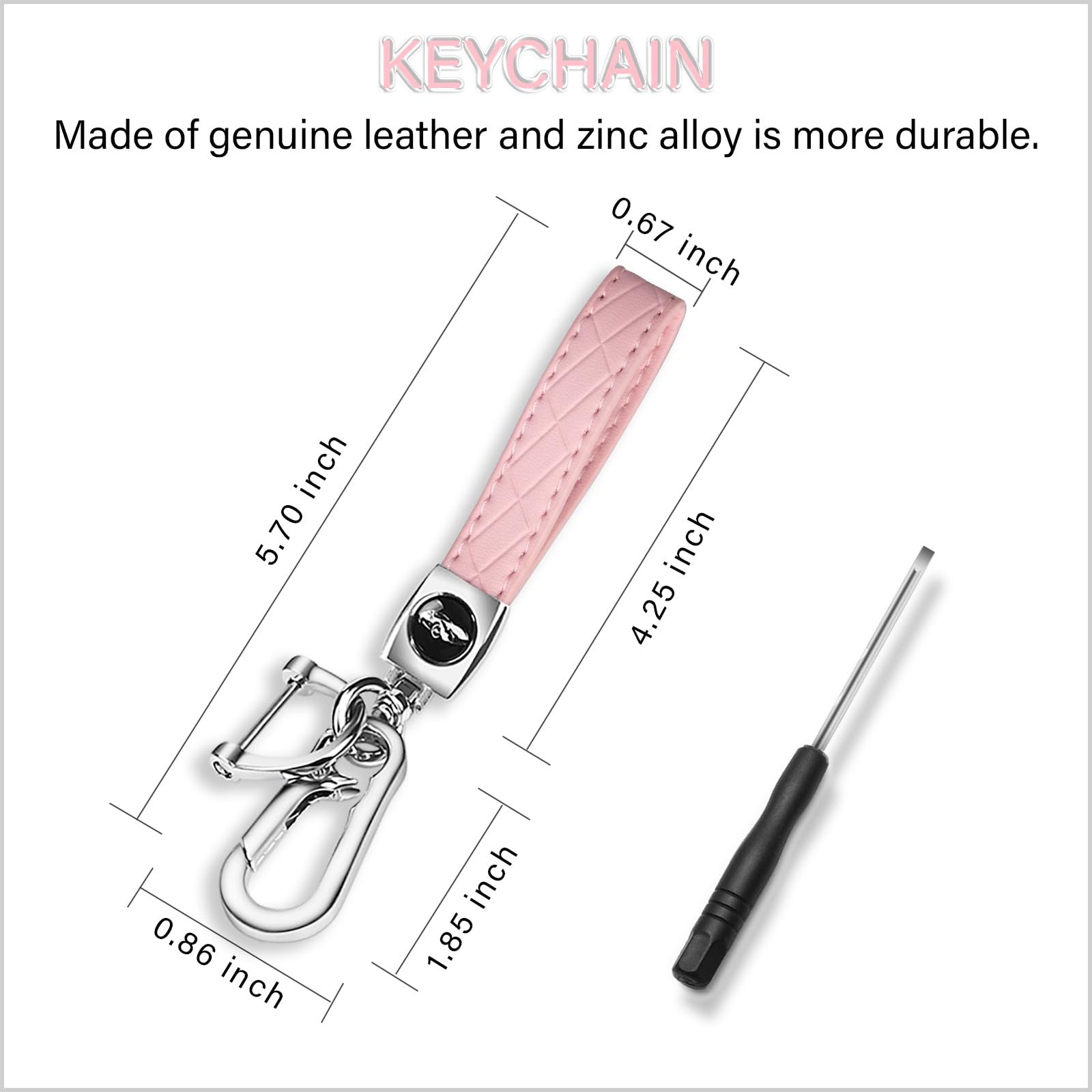 Stylish pink chrome trim enhances daily carry and visibility