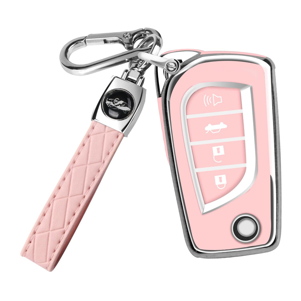 QBUC Toyota flip key fob cover in soft TPU protects your key with a comfortable grip.