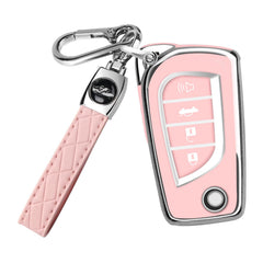 QBUC Toyota flip key fob cover in soft TPU protects your key with a comfortable grip.