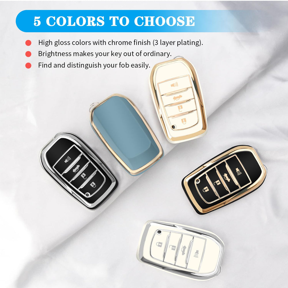QBUC Toyota key fob cover blue, protection focus, resists drops and scratches.