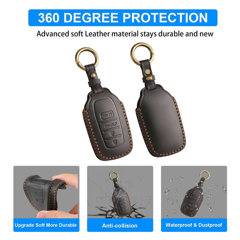 QBUC leather key fob cover for Grand Highlander preserves signal access with elegant design.