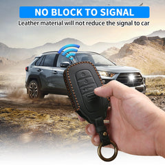 QBUC leather key fob cover for Tacoma: waterproof, wear-resistant protection.