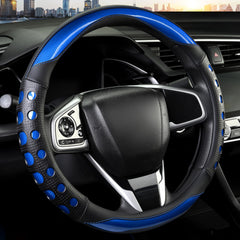 QCYP blue round leather steering cover protecting and stylishly upgrading your wheel