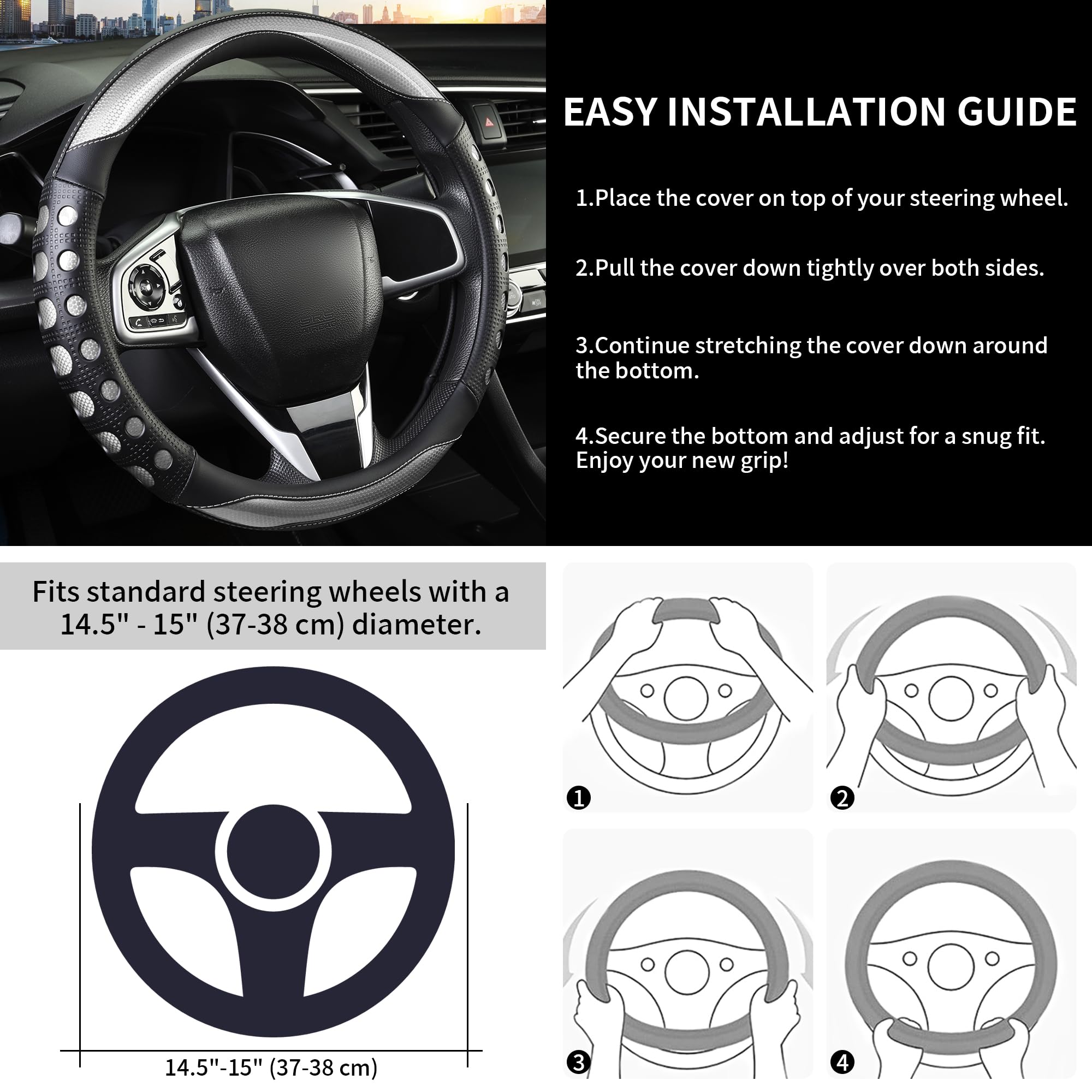 QCYP steering wheel cover interior look adds a cohesive, modern cabin vibe