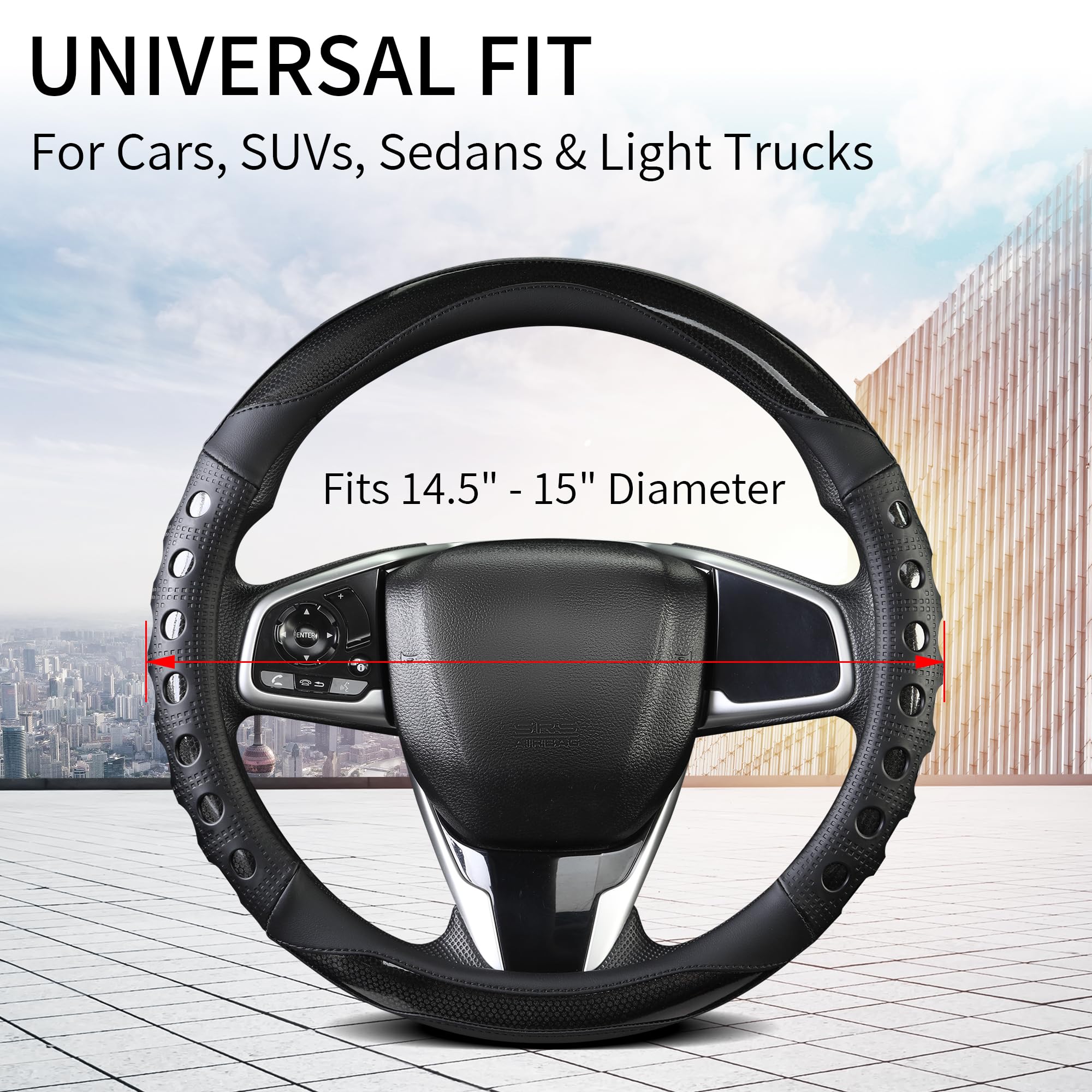 QCYP universal-fit cover designed for 14.5–15 inch wheels in cars.