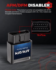 Qdlauto AFM Disabler RA003 plugged into OBD-II port for quick disablement.