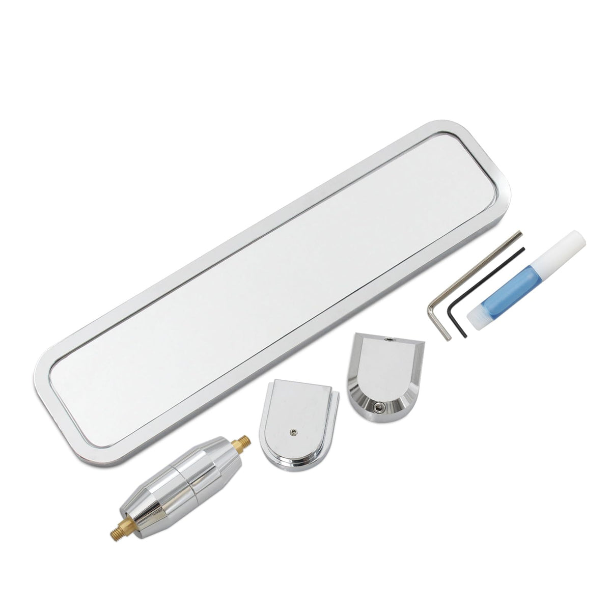 QGHAUC pivot ball mirror in polished aluminum for stable rear view.