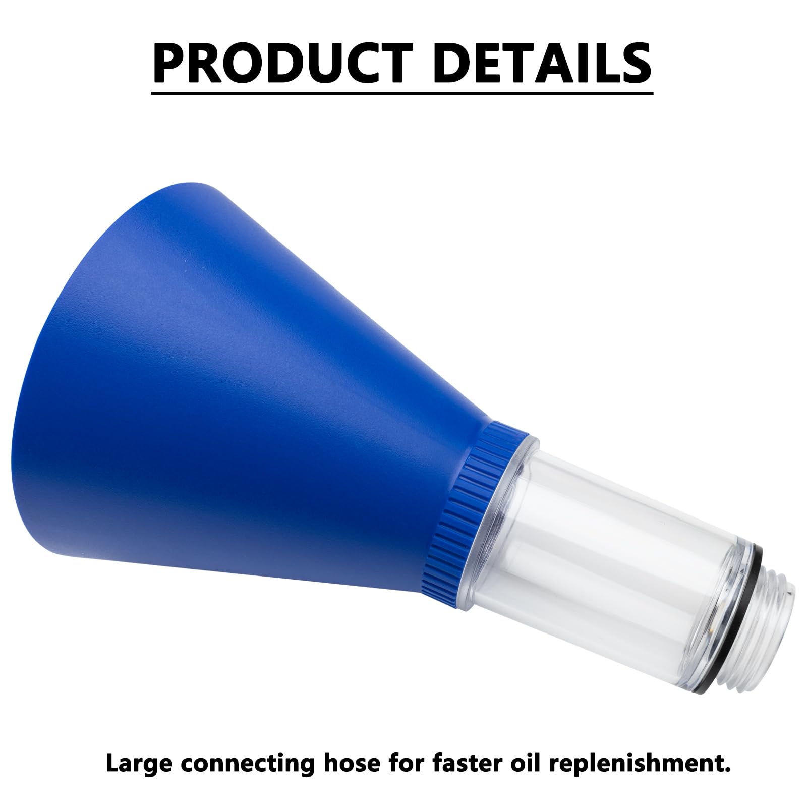 QHDSGZS spill-free connection directs oil into the fill port for cleaner refills.