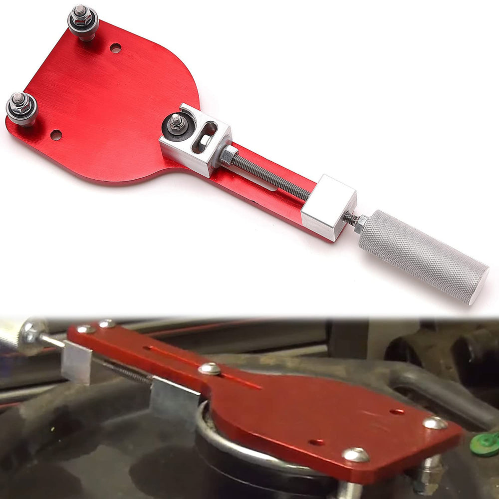 QHHR 77750 oil filter cutter red in action showing cutting of a housing