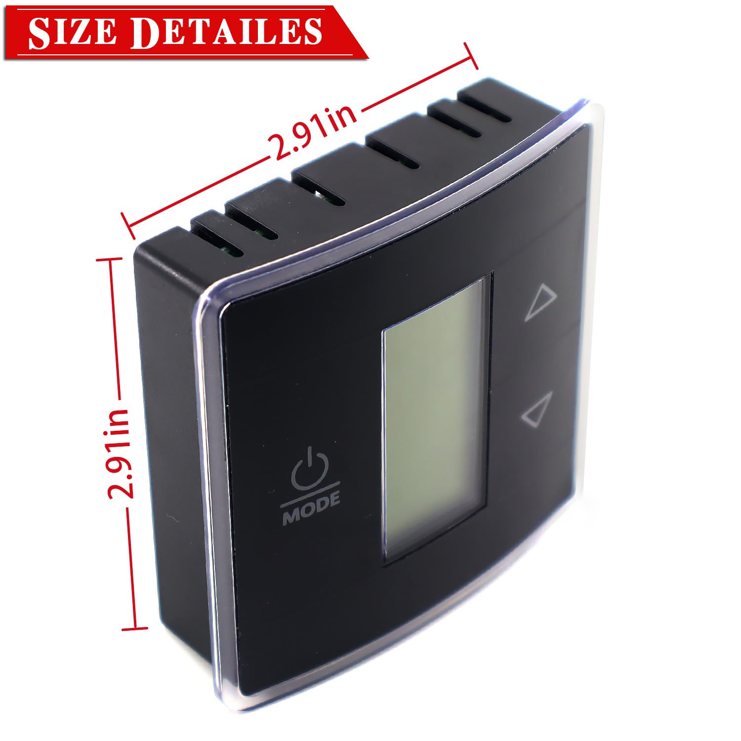 QHHR LCD display lit RV thermostat ready for use in low light conditions