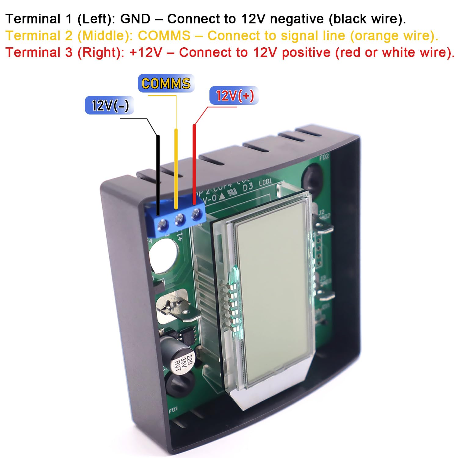 QHHR thermostat in black body blends with RV interiors.
