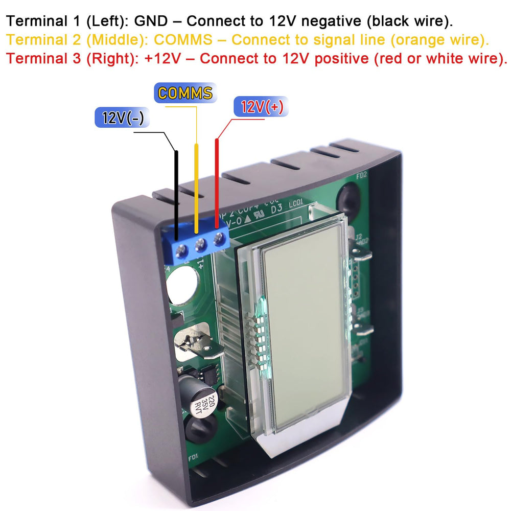 QHHR thermostat in black body blends with RV interiors.