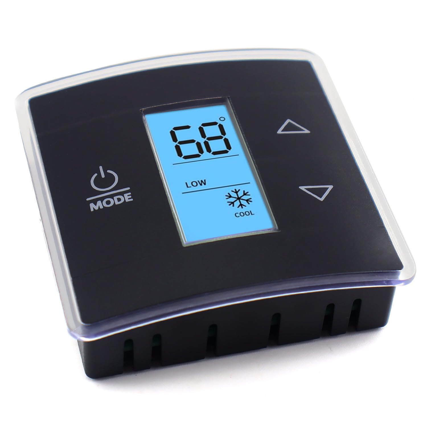 QHHR thermostat 3316250-712 front view with blue backlight for clear readings.