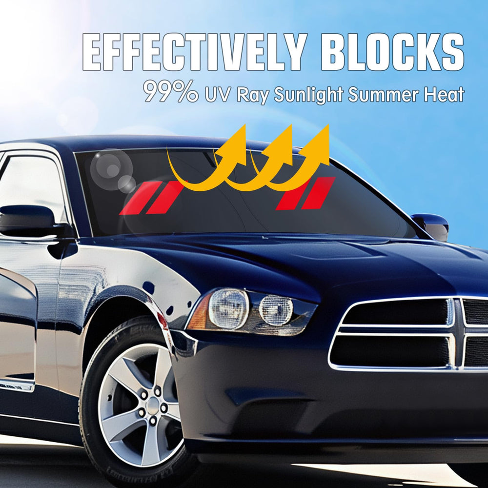 Qianjiang sun shade folded for storage fits Charger interior, easy to deploy.