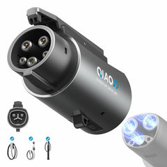 QIAO Tesla to J1772 adapter front view, compact and portable charging aid