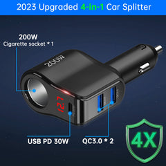 Dual Type-C ports for simultaneous charging of devices like iPhone and Android.