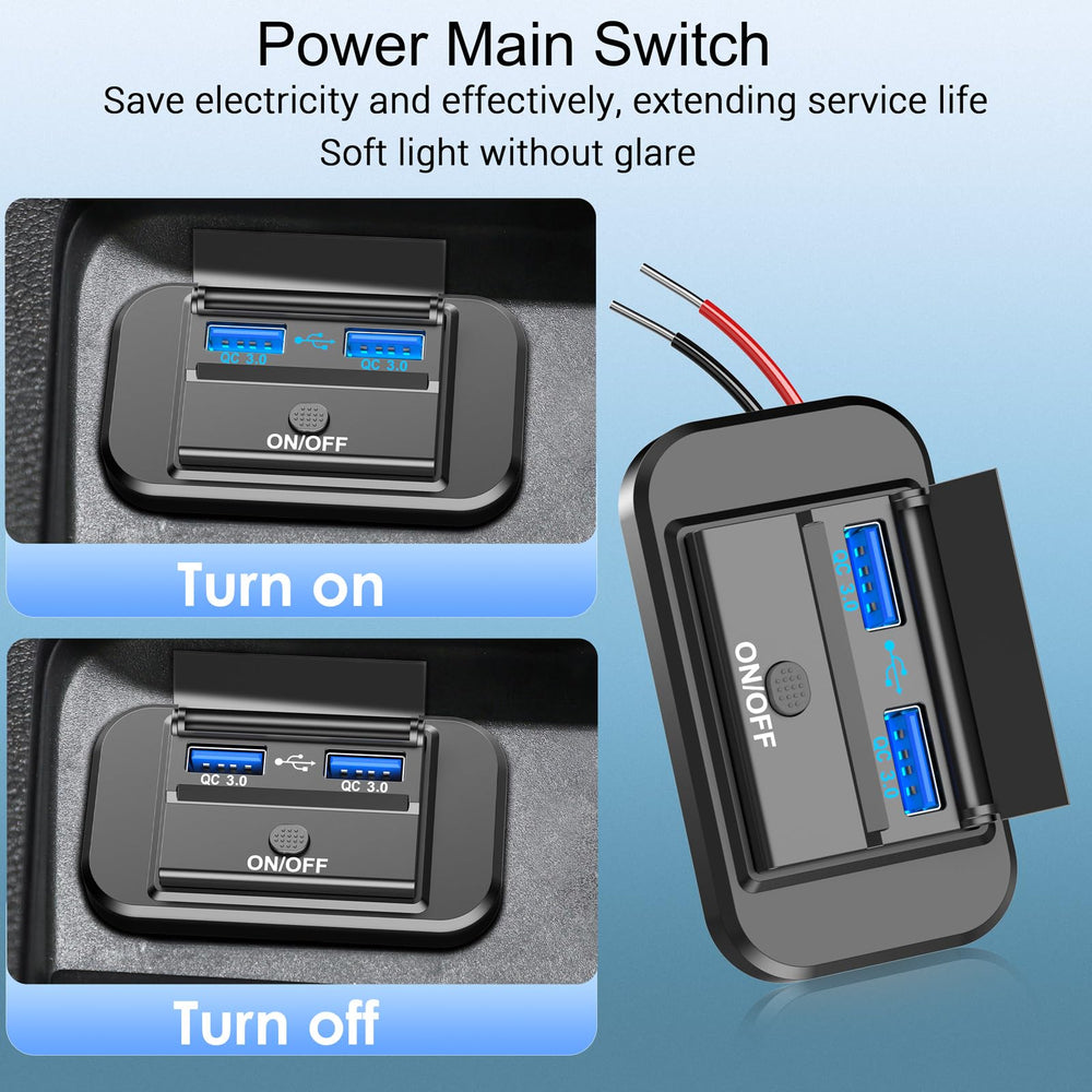 Qidoe flip-cover protects ports from dust and splashes on the road.