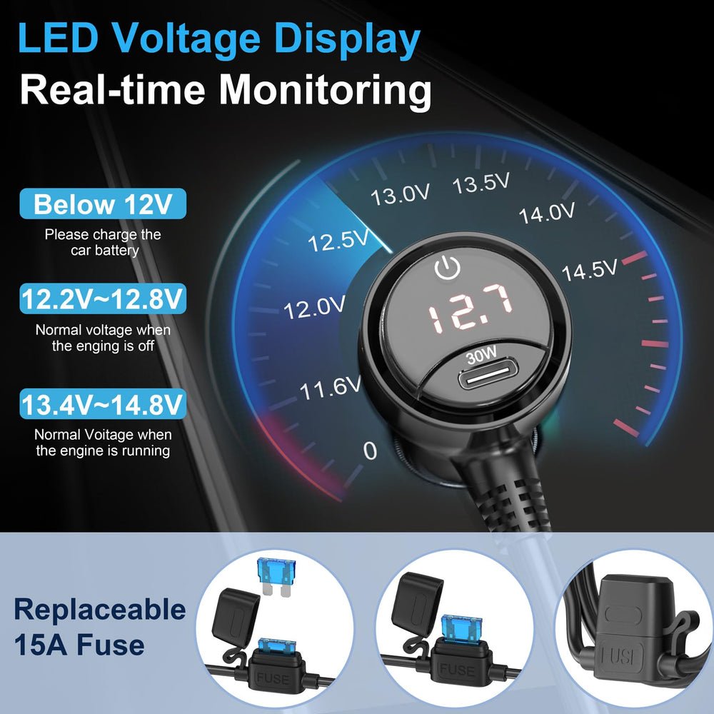 Qidoe LED voltage display helps monitor car battery health in real time.