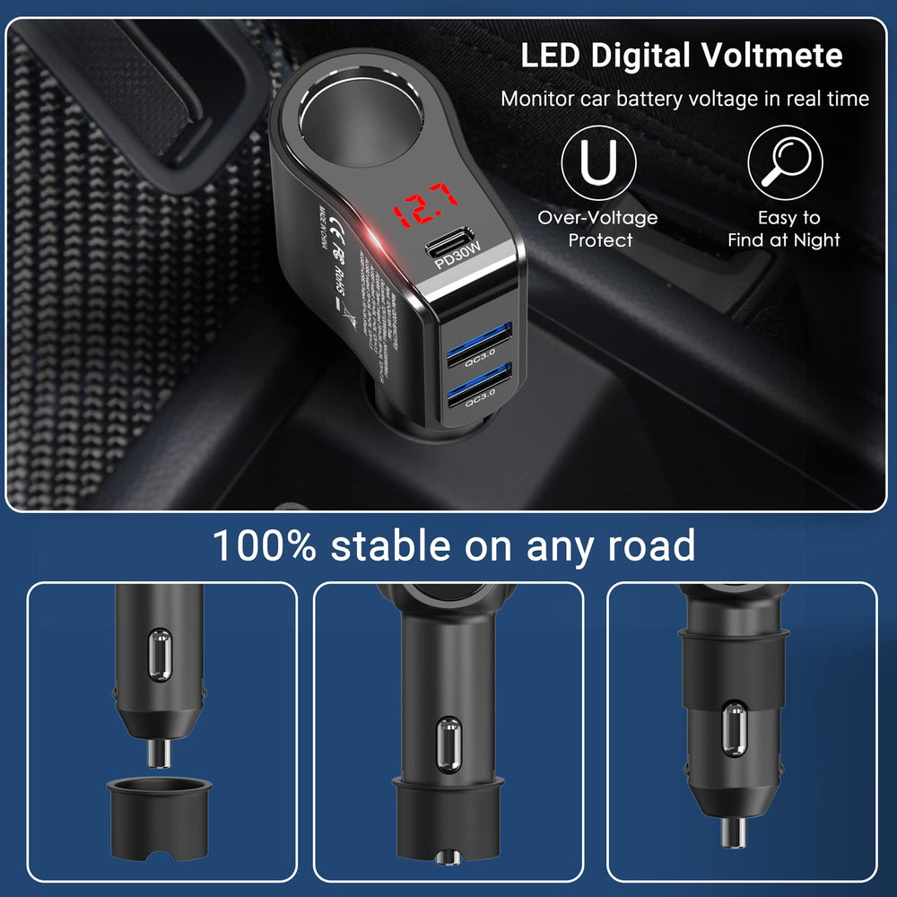 LED voltmeter displays battery status for safer driving.