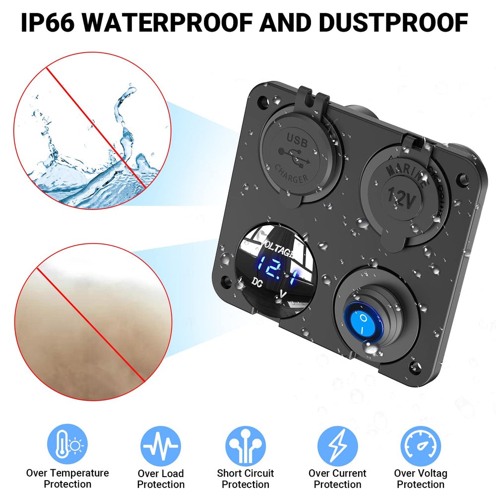 Qidoe waterproof rocker switch panel is moisture-resistant for outdoor use